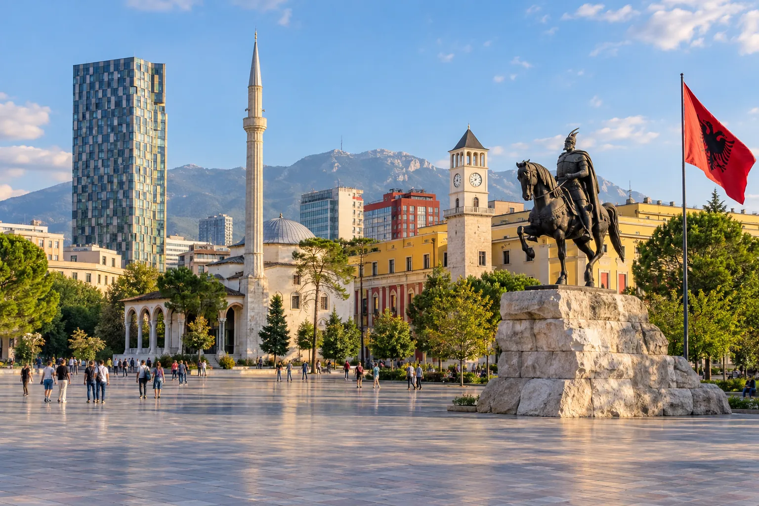 Piazza Skanderbeg a Tirana, Albania